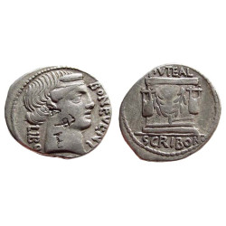 AR Denarius of L. Scribonius Libo 62 BC., Roman Republic